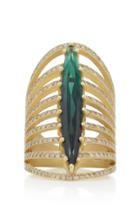 Lfrank One-of-a-kind Green Tourmaline Marquis Corset Ring With Diamond Pave