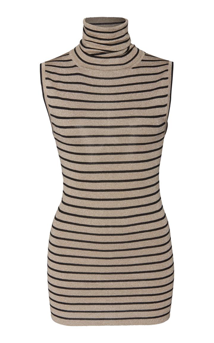 Brunello Cucinelli Striped Stretch-lurex Turtleneck Top