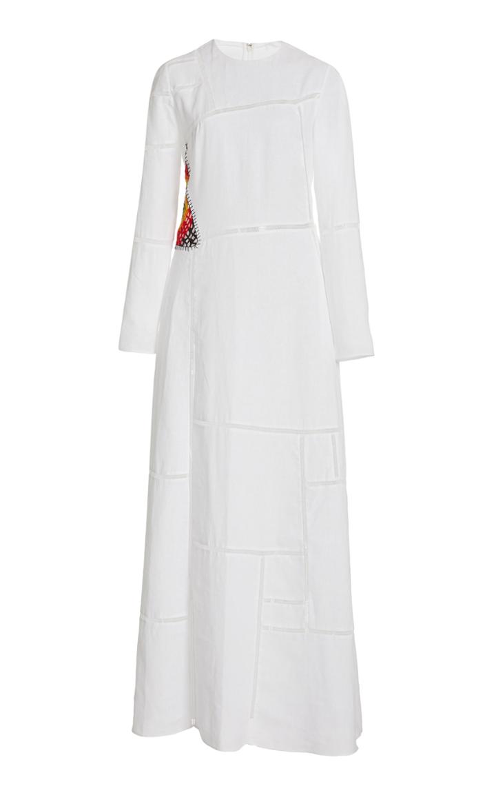 Moda Operandi Gabriela Hearst Jaime Woven Aloe Linen Maxi Dress