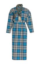 Tata Naka Beaded Bandeau Combo Wool Check Dress
