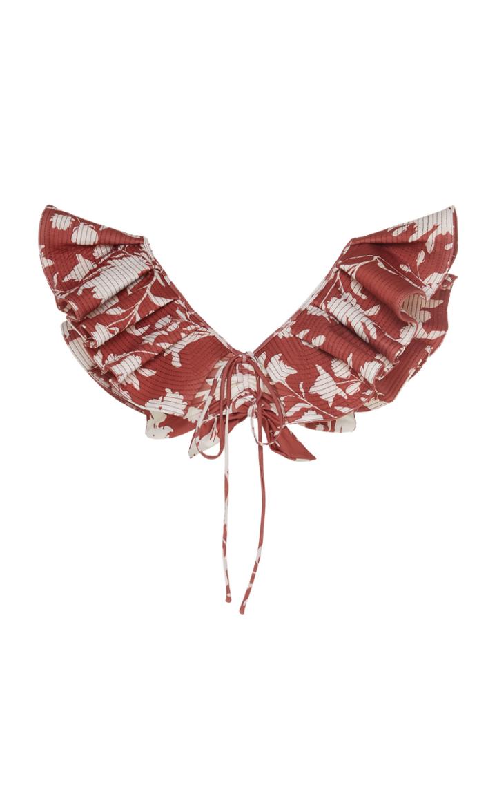 Johanna Ortiz Ruffled Floral-print Bikini Top