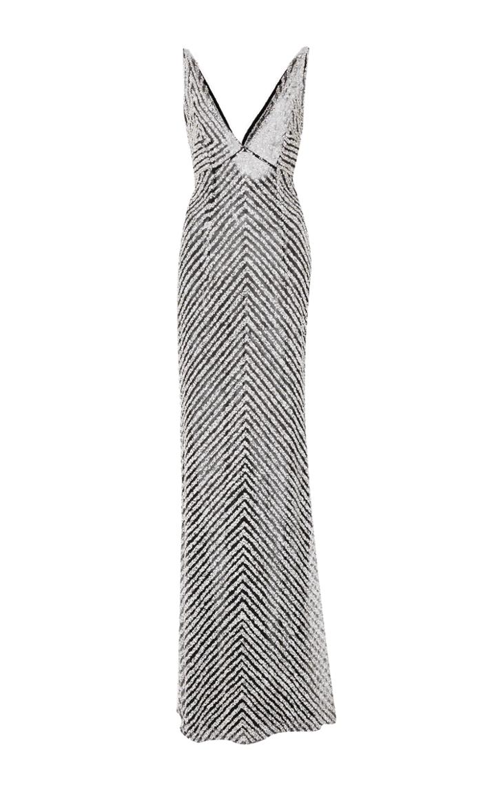 Naeem Khan Sequin V Neck Gown