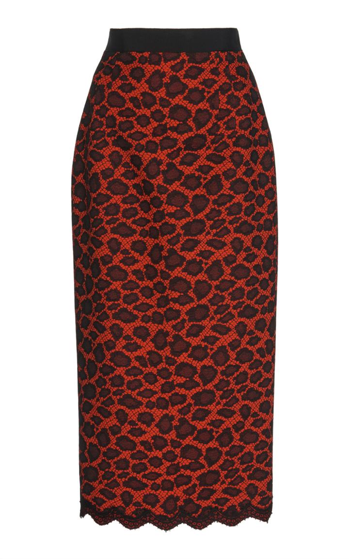 Andrew Gn Lace-trimmed Animal Jacquard Skirt