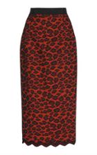 Andrew Gn Lace-trimmed Animal Jacquard Skirt