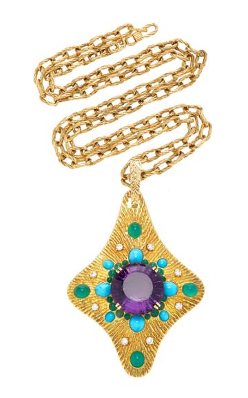 Mahnaz Collection 18k Gold Multi-stone Necklace