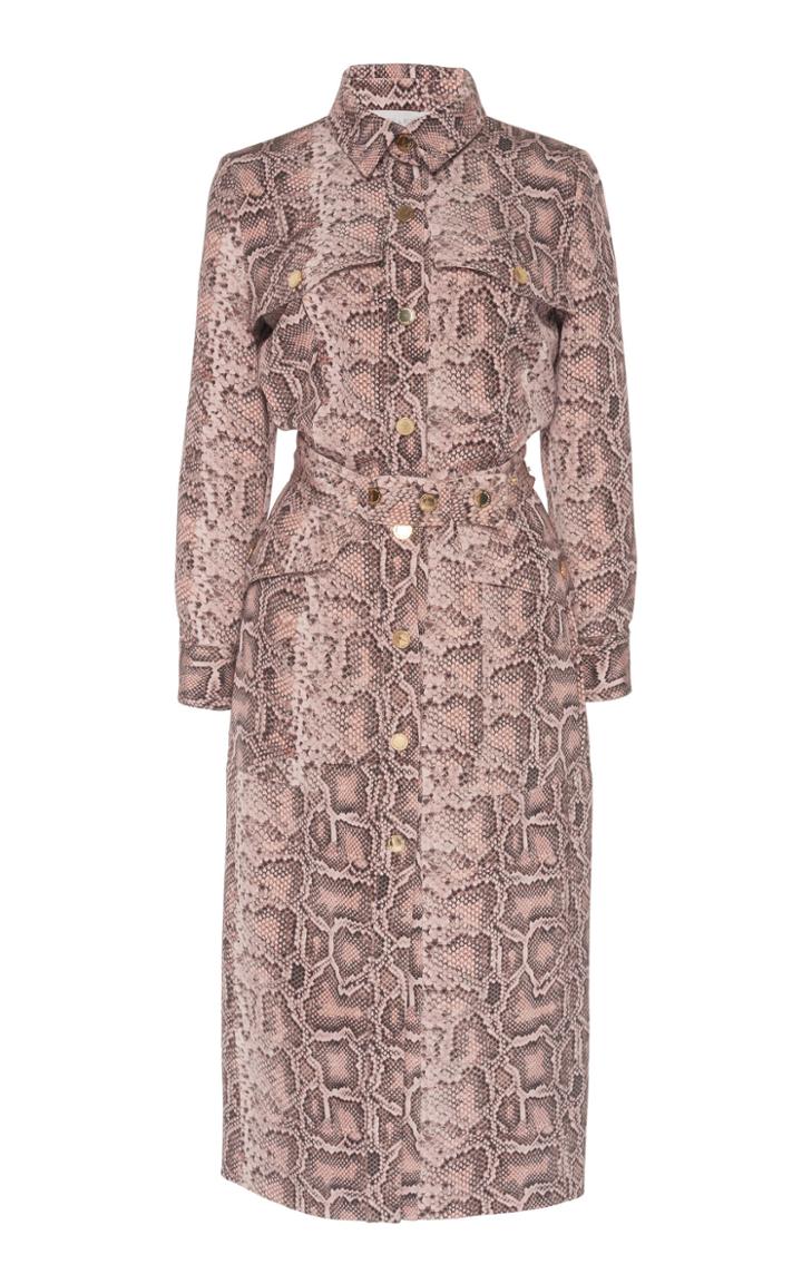 Ralph & Russo Midi Fitted Python Shirt Dress