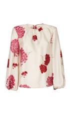 La Doublej Charming Floral-print Silk Blouse