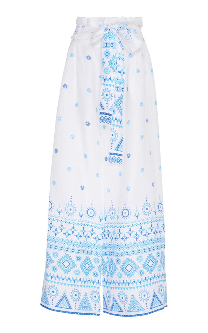 Gl Hrgel Printed Linen Wide Leg Pant
