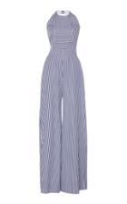 Martin Grant Halter-neck Striped Cotton Jumpsuit