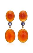 Bahina 18k Gold Carnelian And Lolite Earrings