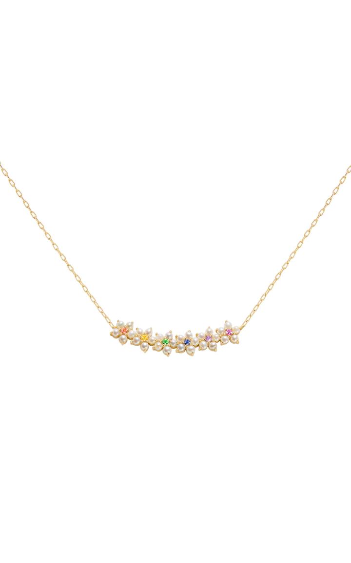 Moda Operandi Jane Taylor Flower Power Floral Bar Necklace With Pearls And Rainbow G