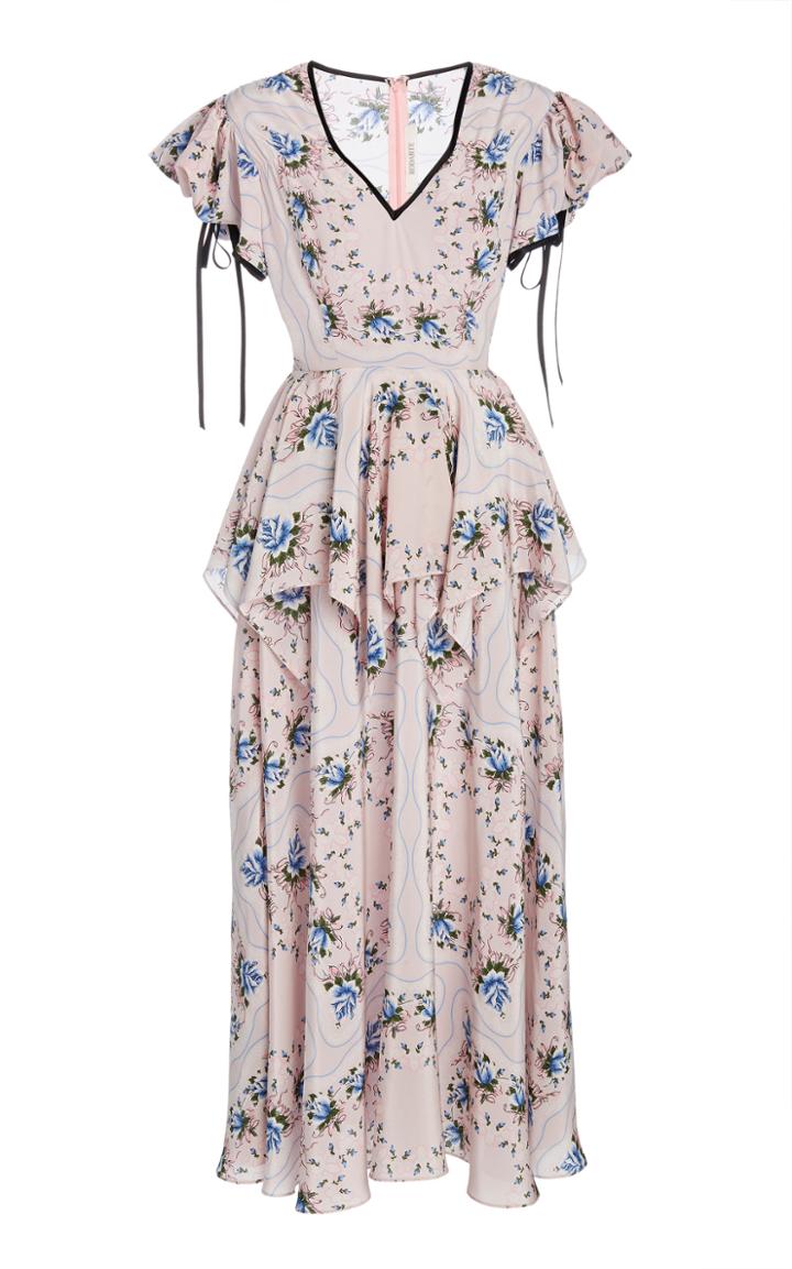 Rodarte Ruffled Floral-print Silk Maxi Dress