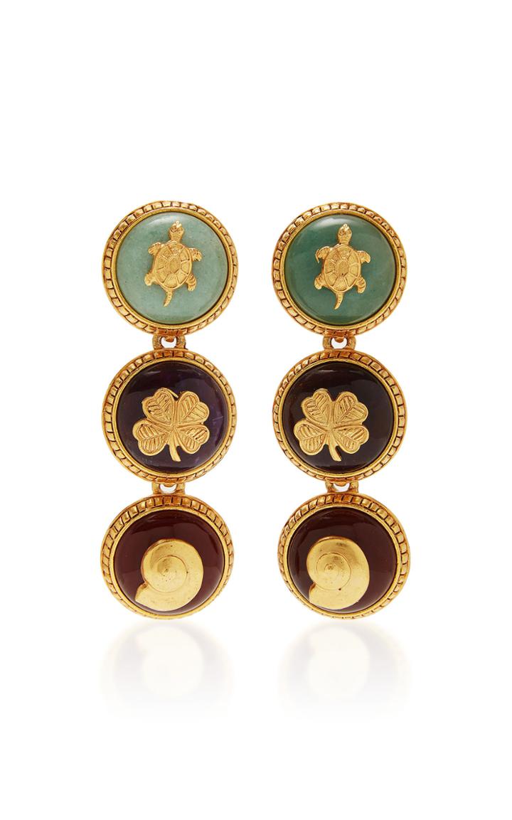 Oscar De La Renta Multi Color Disk Earrings