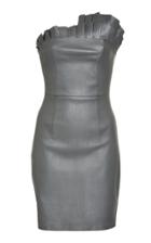 Zeynep Arcay Pleated Leather Strapless Dress