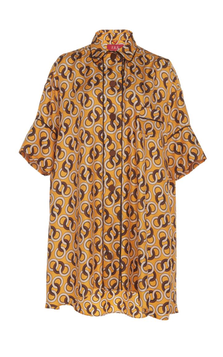 For Restless Sleepers Nerito Printed Silk Mini Shirt Dress