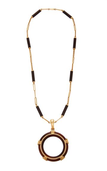 Mahnaz Collection Vintage Wood & 18k Gold Necklace