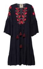 Figue Poet Hand-embroidered Tasseled Cotton-blend Dress