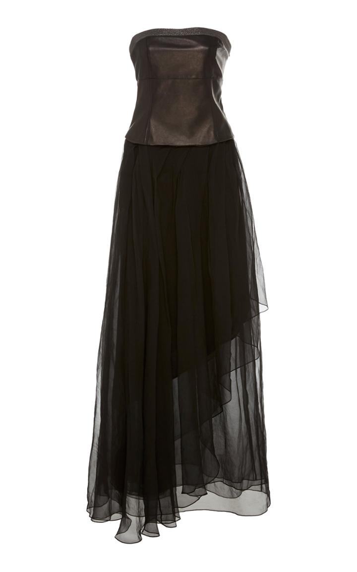 Brunello Cucinelli Leather And Tulle Gown