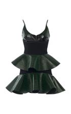 David Koma Peplum Waist Cady Flounce Mini Dress