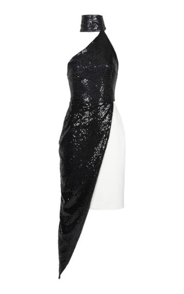 Lama Jouni High Neck Sequin Dress