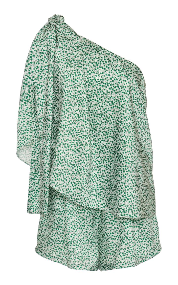 Significant Other Iris One-shoulder Printed Satin Playsuit