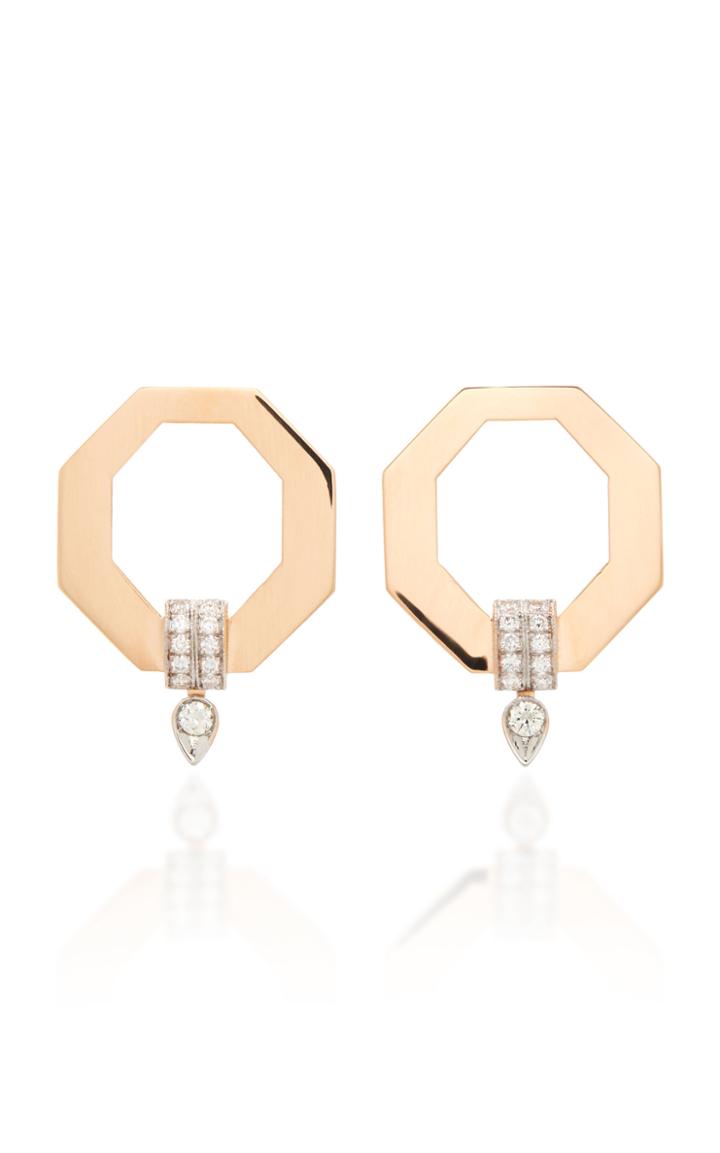 Moda Operandi Melis Goral Luna Luce 14k Rose Gold Diamond Earrings