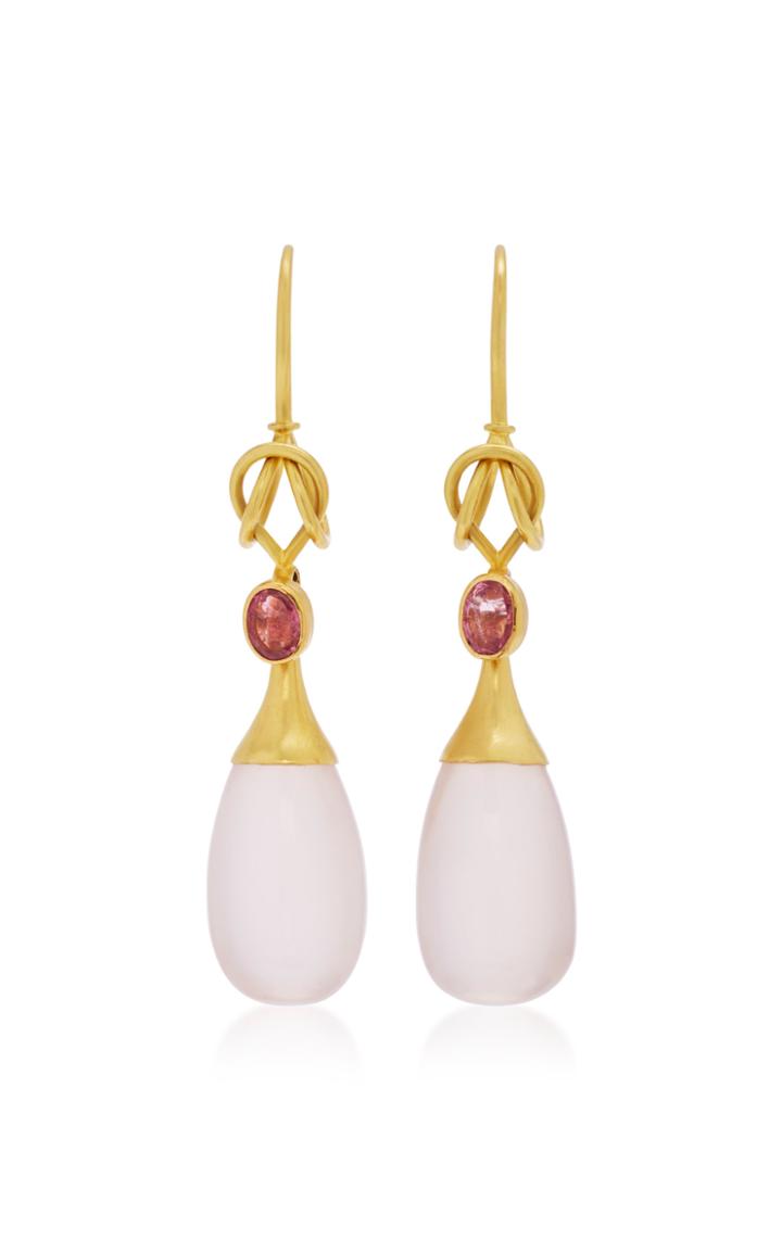 Sanjay Kasliwal 18k Gold Rose Quartz Drop Earrings