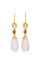 Sanjay Kasliwal 18k Gold Rose Quartz Drop Earrings