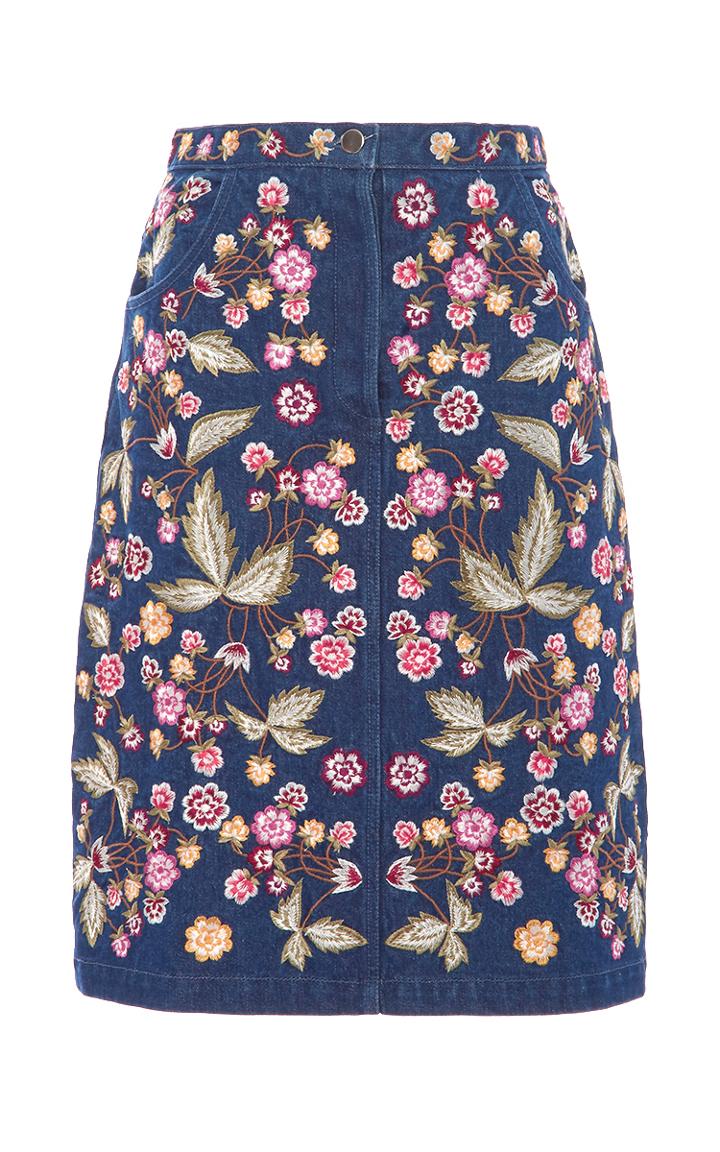 Needle & Thread Wild Flower Denim Skirt