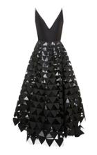 Oscar De La Renta Triangle Applique A-line Gown