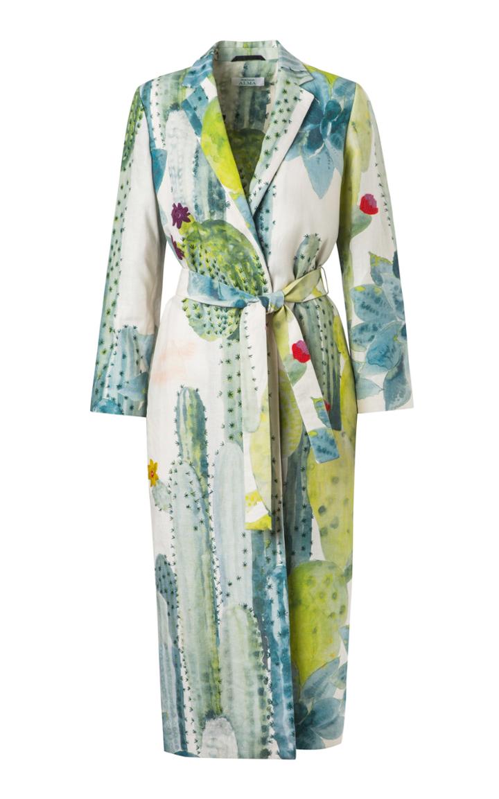 Maison Alma Cactus Printed Wrap Coat