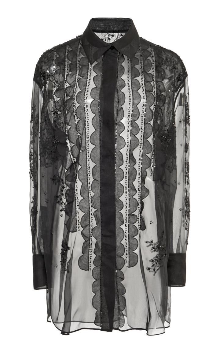 Moda Operandi Valentino Sheer Lace Silk Blouse