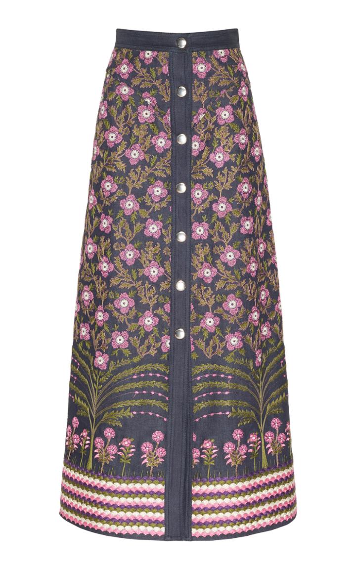 Giambattista Valli Floral Embroidered A-line Skirt