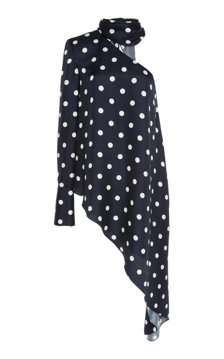 Monse One Shoulder Polka Dot Scarf Top