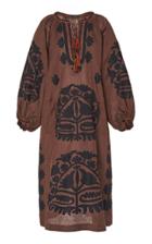 Vita Kin Shalimar Appliqud Embroidered Linen Midi Dress
