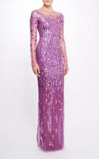 Moda Operandi Pamella Roland Floral And Crunchy Sequin Tulle Gown