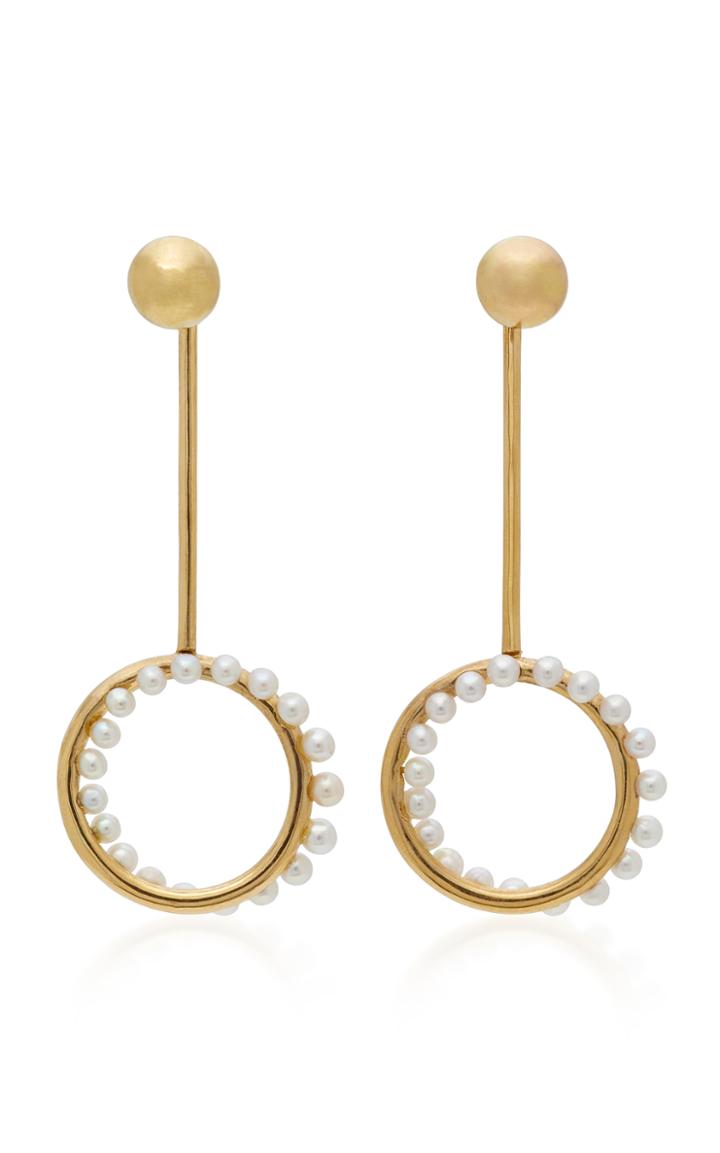Yvonne Leon Cameleon Pendant 18k Gold Pearl Earrings