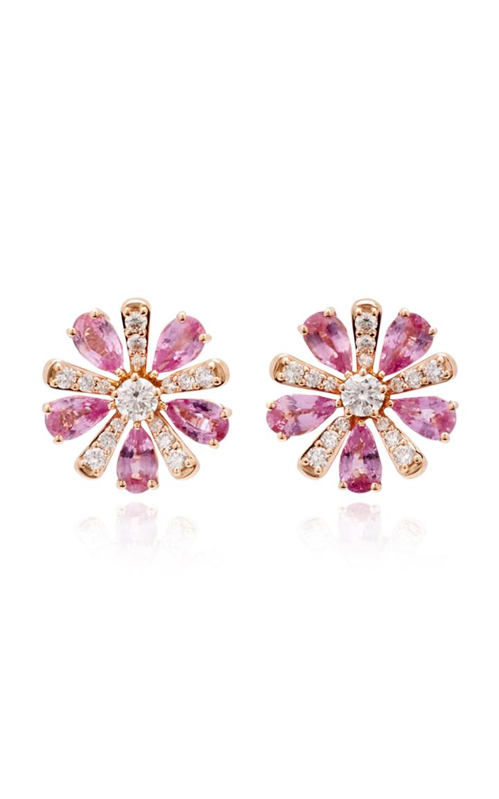 Hueb M'o Exclusive Pink Sapphire Floral Stud Earrings