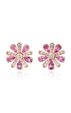 Hueb M'o Exclusive Pink Sapphire Floral Stud Earrings
