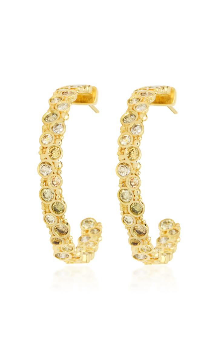 Rush Jewelry Design Pop 18k Yellow Gold Diamond Hoop Earrings