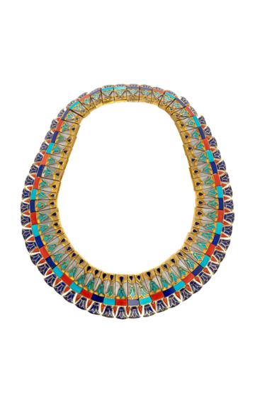 Moda Operandi Stephen Russell Cartier Egyptian Revival Necklace Set With Coral, Turq
