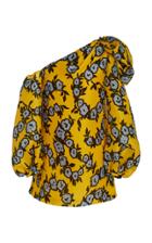 Carolina Herrera One-shoulder Floral Print Silk Satin Shift Dress
