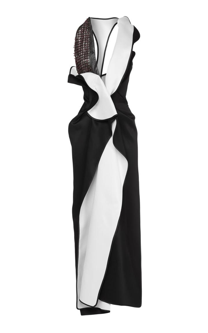 Maticevski Lantana Contrast Sleeveless Beaded Gown