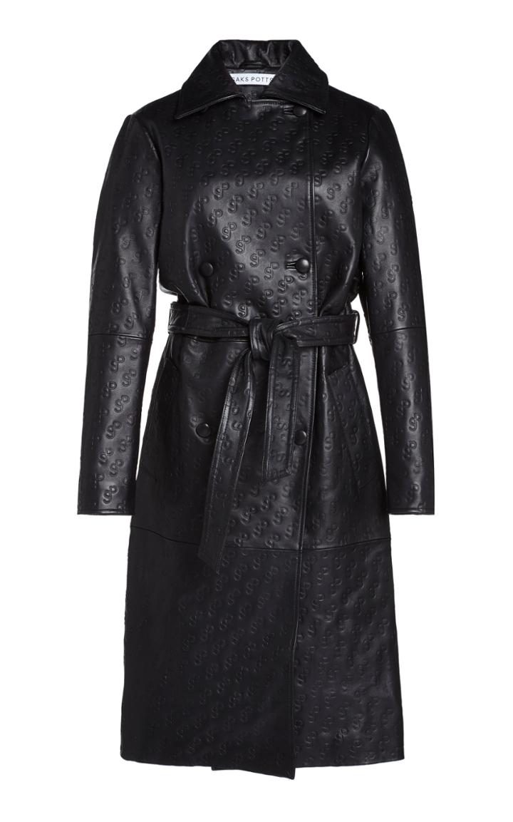 Moda Operandi Saks Potts Fab Logo-embossed Leather Double-breasted Coat