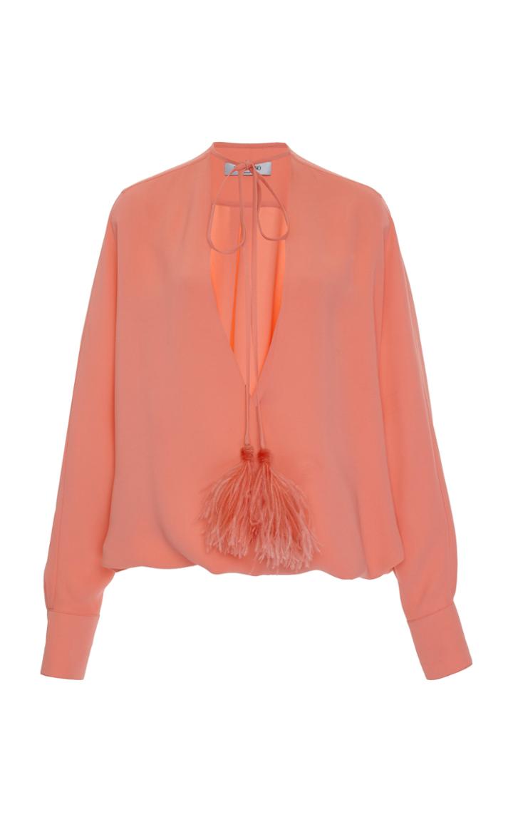 Moda Operandi Valentino Draped Silk Tie Front Blouse Size: 36