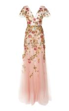 Costarellos Mesh Embroidered Tulle Flare Gown
