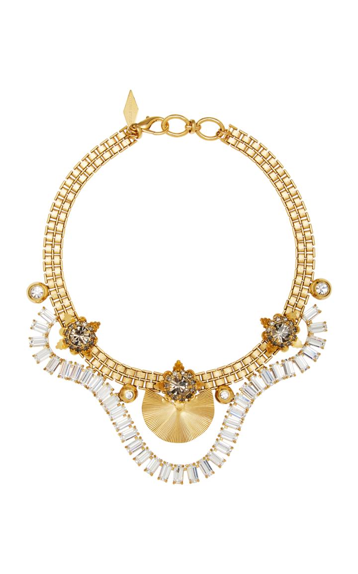 Nicole Romano 18k Gold-plated Draped Crystal Baguette Necklace