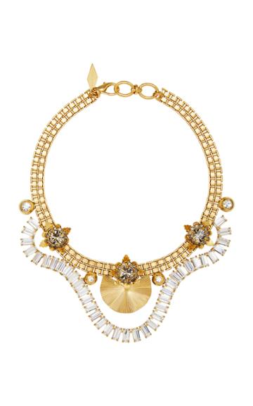 Nicole Romano 18k Gold-plated Draped Crystal Baguette Necklace