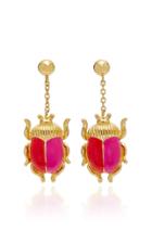 Aurlie Bidermann Elvira Scarab Earrings With Red And Pink Enamel