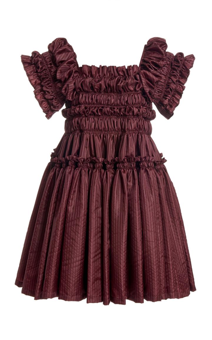 Moda Operandi Molly Goddard Caspar Gathered Pinstriped Satin Mini Dress